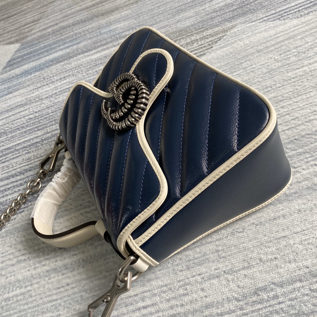 Gucci GG Marmont Mini Top Handle Bag Shoulder Bag 583571 Dark blue